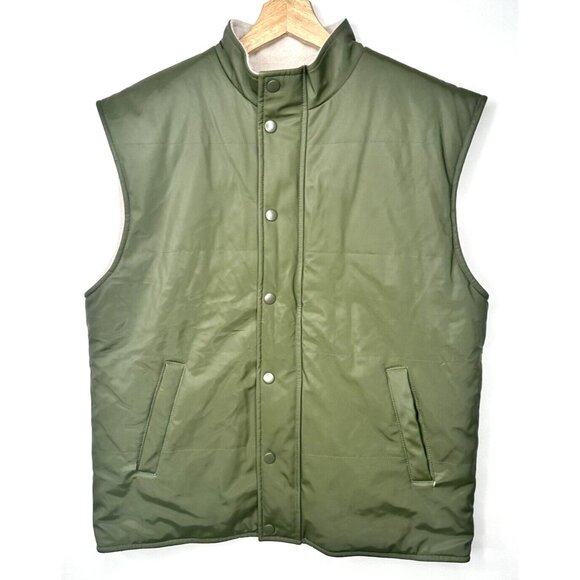 Unbranded Other - Unbranded Mens Vest Reversable Outdoor Fleece Full Zip Pockets Green Size Medium